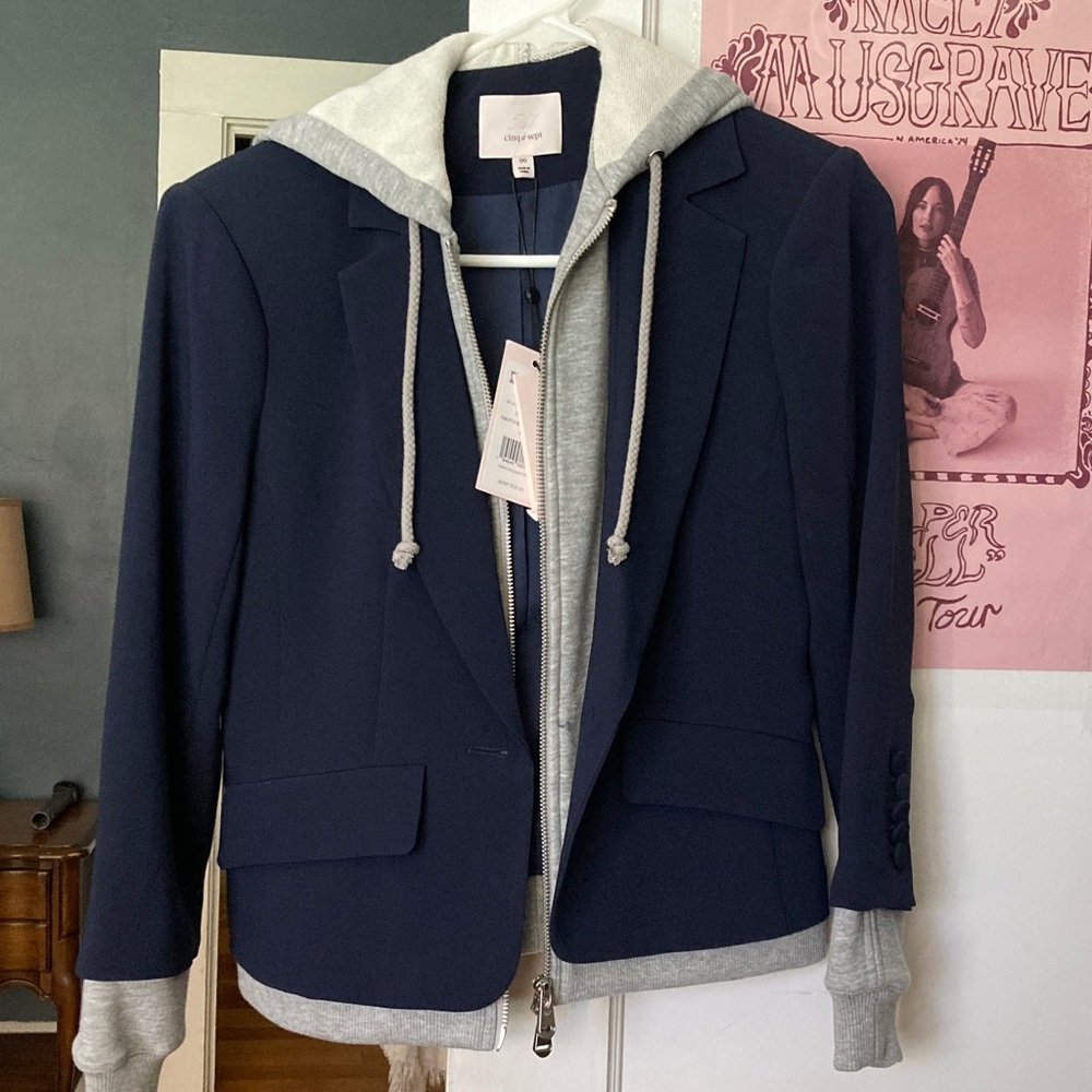 Cinq a Sept Navy Jacket with Gray Lining